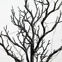 2ft. Pre-Lit Artificial Halloween Black Spooky Twig Tree with 60 Orange & Purple Copper Wire String LED Lights