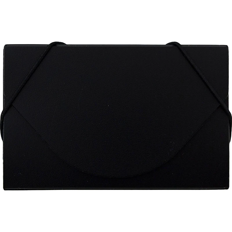 JAM Paper Black Plastic Business Card Holder Case with Round Flap