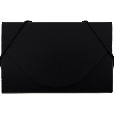 JAM Paper Black Plastic Business Card Holder Case with Round Flap