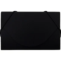 JAM Paper Black Plastic Business Card Holder Case with Round Flap