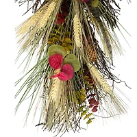 2ft. Autumn Harvest Wheat & Eucalyptus with Feathers Teardrop Swag