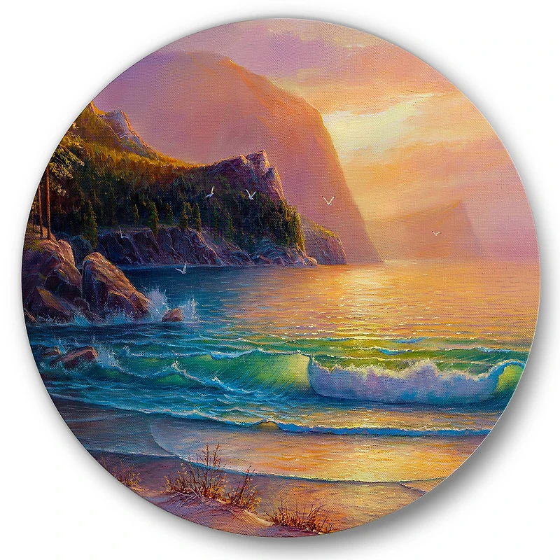 Designart - Romantic Beach During Warm Sunset