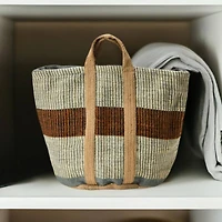 Hello Honey® 24" Rust Striped Woven Jute Tote with Liner