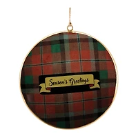 Metal Deer and Pine Tree Plaid Disc Ornament Set