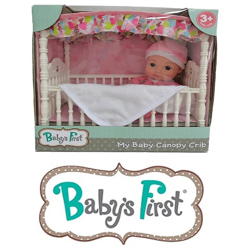Goldberger Baby's First® 9" Canopy Crib Baby Doll with Unicorn Pajamas