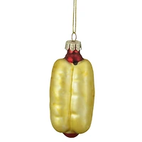4" Hot Dog in a Bun Glass Ornament