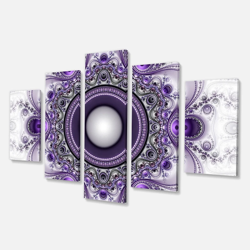 Designart - Purple Fractal Pattern with Circles - Contemporary Canvas Art Print