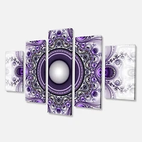 Designart - Purple Fractal Pattern with Circles - Contemporary Canvas Art Print