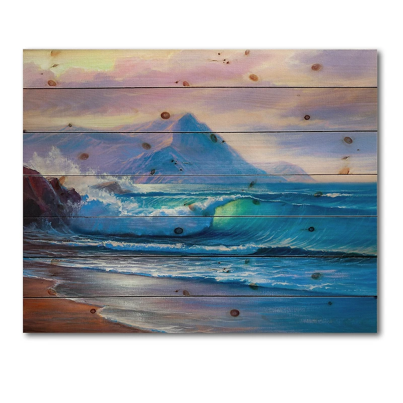 Designart - Blue Waves Breaking At The Beach I