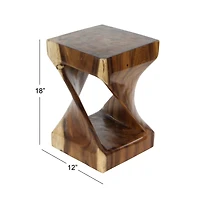18'' Brown Saur Wood Contemporary Accent Table