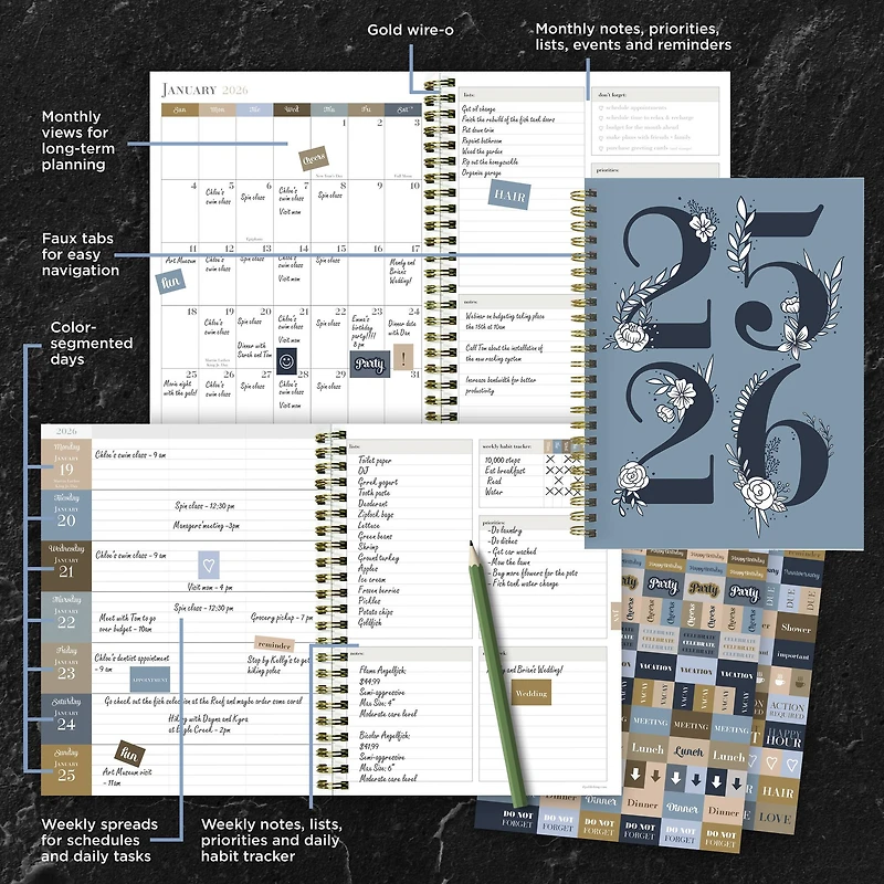 TF Publishing 2025-2026 Simply French Blue Medium Weekly/Monthly Planner