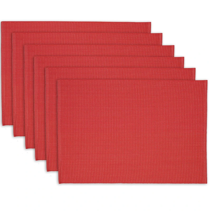 Pink Dobby Dots Placemat Set, 13" x 19", 6 Piece