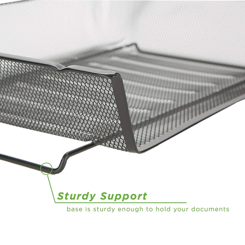 Mind Reader Black 2-Pack Stackable Metal Mesh Document File Letter Desktop Tray Organizer,