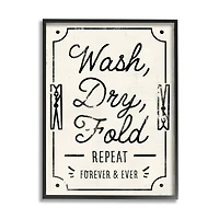 Stupell Industries Charming Retro Laundry Wash Dry Fold Repeat Framed Wall Art