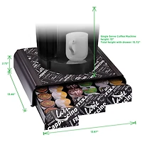 Mind Reader Black Print 36 Capacity Single Serve Coffee Pod Holder Drawer