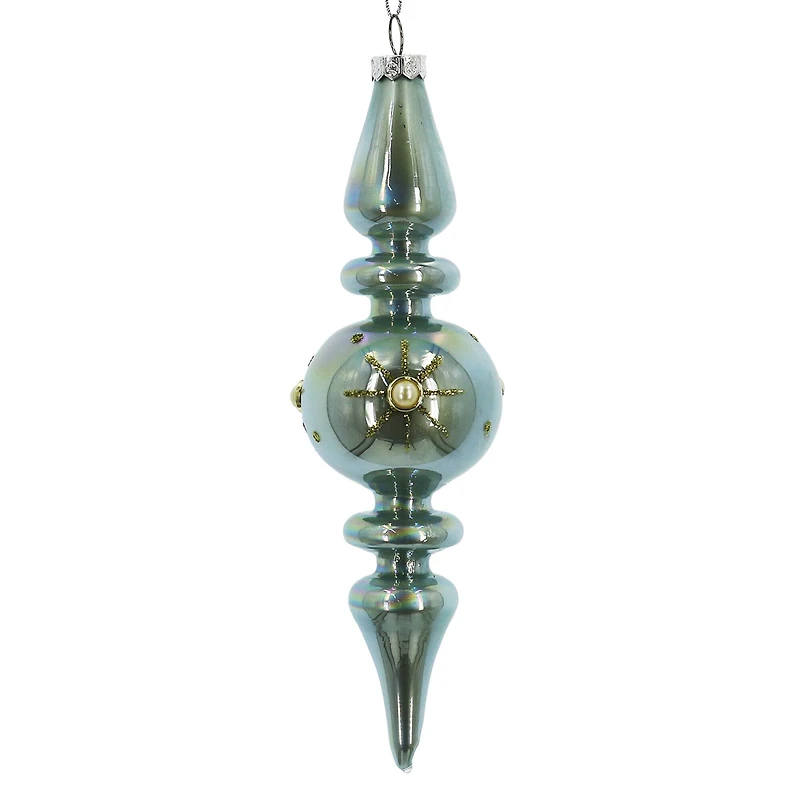 6.5" Iridescent Light Blue Glass Finial Ornament by Ashland®