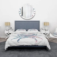 Designart 'Pink Crab Ocean Life' Coastal Bedding Set