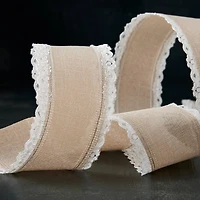 2.5" x 3yd. Faux Linen & Lace Wired Ribbon by Celebrate It™