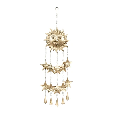 35" Gold Sun & Stars Metal Eclectic Windchime
