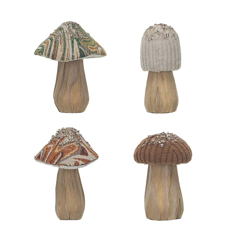Hello Honey® 5" Fabric-Topped Foam & Wood Mushroom Set