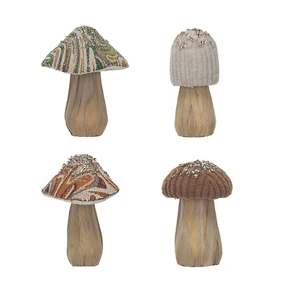 Hello Honey® 5" Fabric-Topped Foam & Wood Mushroom Set
