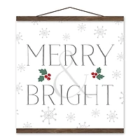 Merry and Bright 16x16 Teak Hanging Canvas