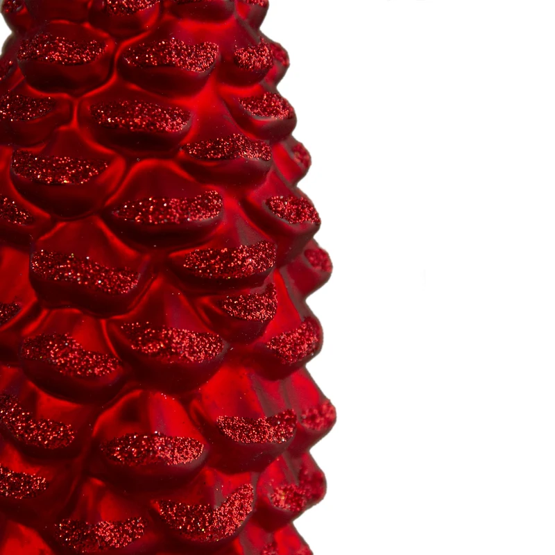 Matte Red Pine Cone Glass Ornament