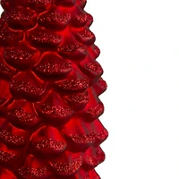 Matte Red Pine Cone Glass Ornament