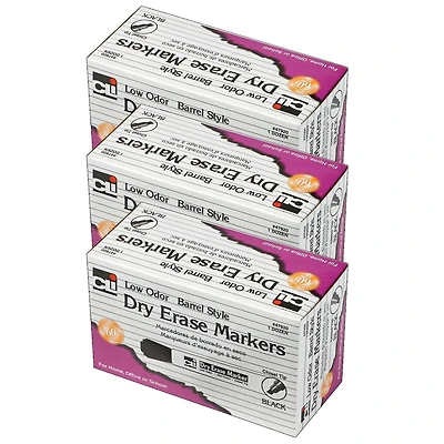 Charles Leonard Black Chisel Tip Dry Erase Markers, 3 Packs of 12