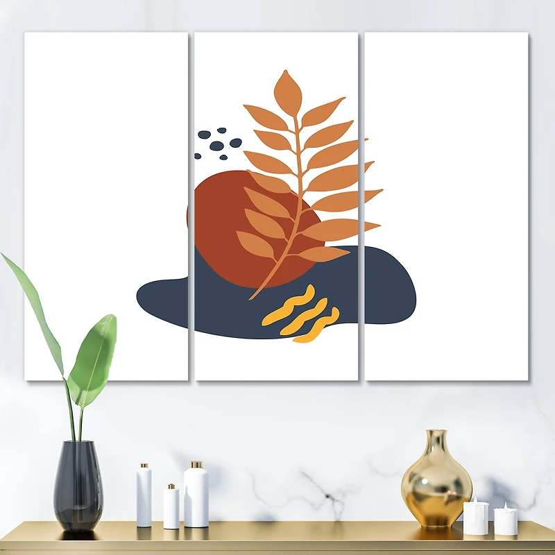 Designart - Abstract Flowers On Minimal Shapes VIII