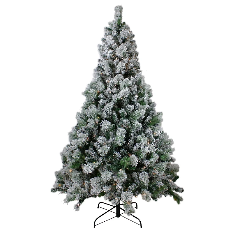 6.5ft. Pre-Lit Full Flocked Somerset Spruce Artificial Christmas Tree, Clear Lights