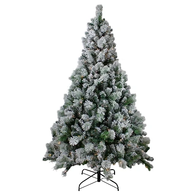 6.5ft. Pre-Lit Full Flocked Somerset Spruce Artificial Christmas Tree, Clear Lights