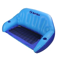 6ft. Inflatable Blue Love Seat Swimming Pool Float with Convertible Footrest