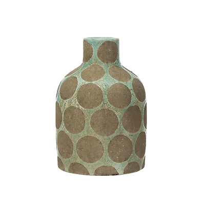 Hello Honey® 9'' Blue Terra Cotta Vase with Wax Relief Dots