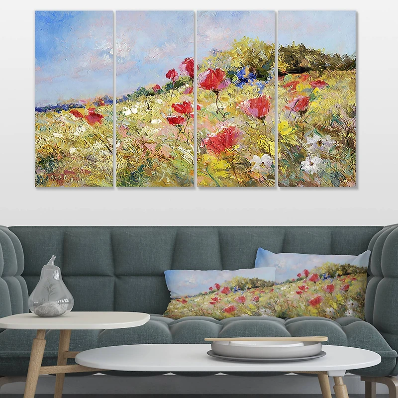 Designart - Painted Poppies on Summer Meadow