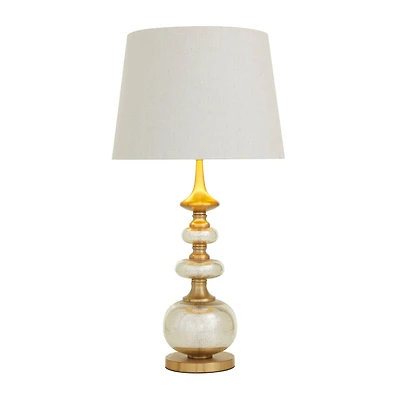 Gold Linen Transitional Buffet Lamp, 30" x 15" x 15"