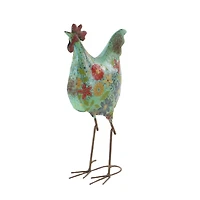 17" Iron Eclectic Rooster Garden Sculpture
