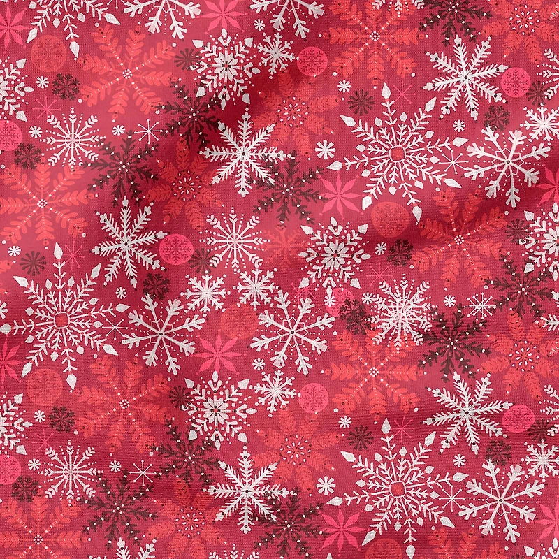 Fabric Editions Red Snowflakes Cotton Fabric