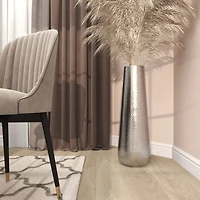31" Silver Aluminum Tall Hammered Vase