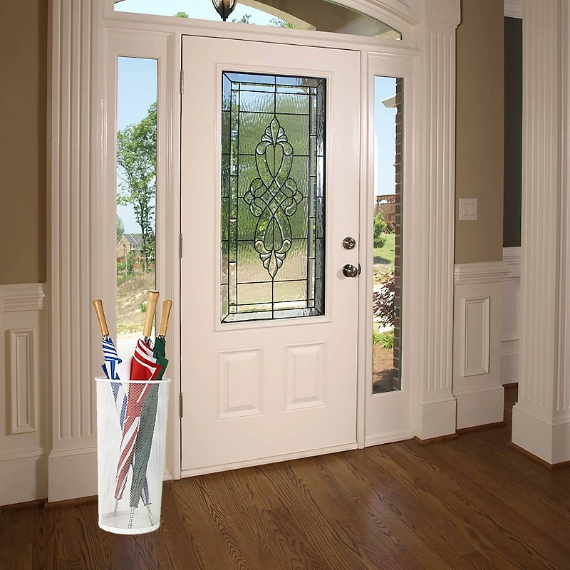 Mind Reader White Metal Mesh Umbrella Holder Basket