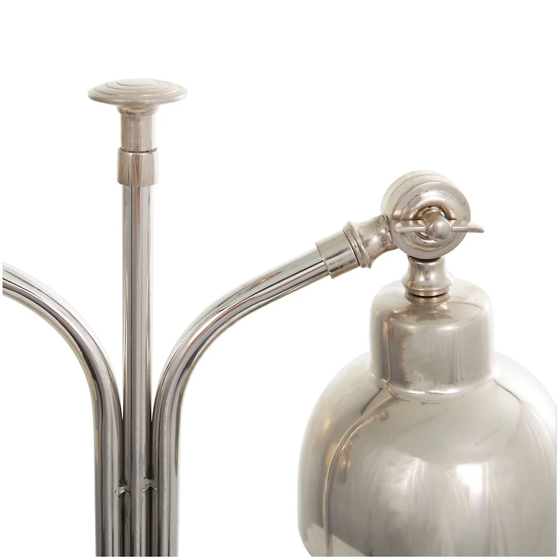 2ft. Silver Stainless Steel Desk Lamp with Dual Shades