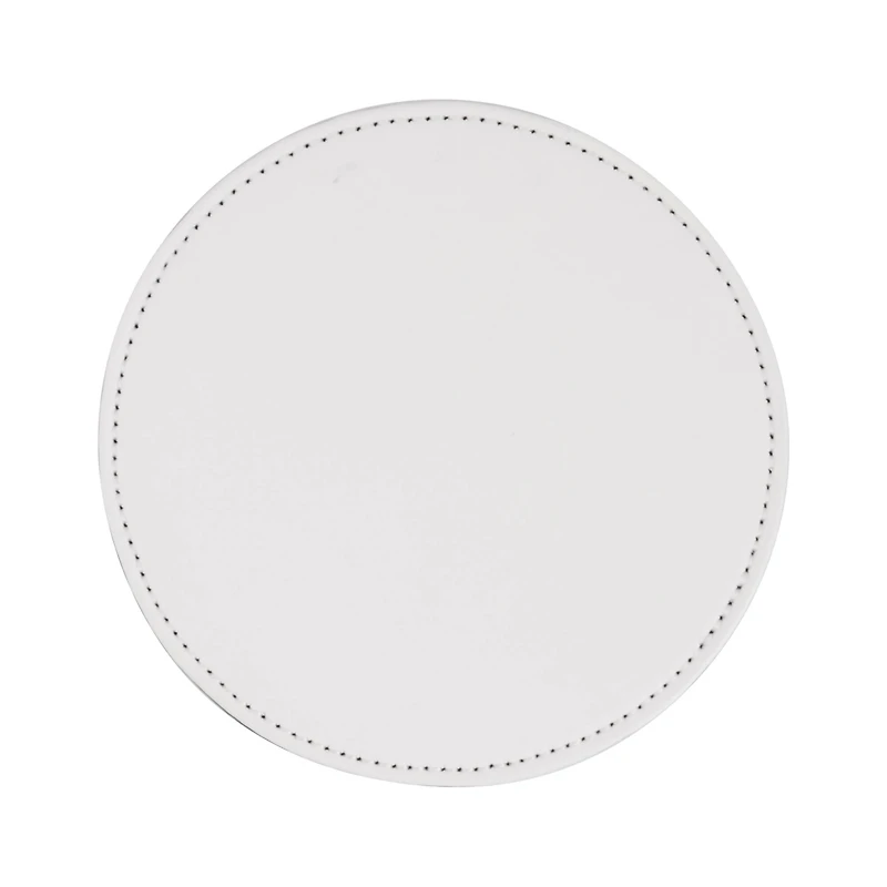 Craft Express White PU Leather Round Coasters, 4ct.