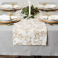 DII® 108" Metallic Holly Leaves Table Runner