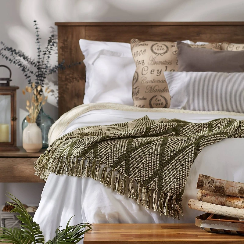 DII® Olive Green Tone Multi Diamond Throw