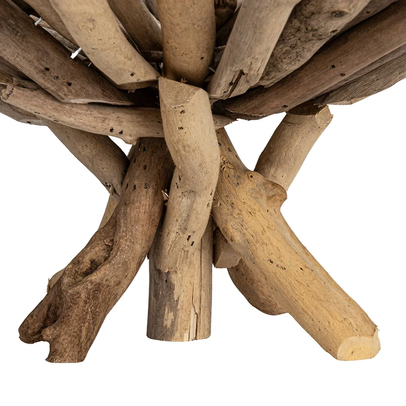 Hello Honey® 18" Natural Round Handmade Driftwood Footed Tray