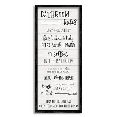 Stupell Industries Bathroom Rules Sign Toilet Paper Fun Phrases Framed Wall Art