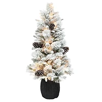 3.5ft. Pre-Lit Flocked Artificial Christmas Tree, Clear Lights 