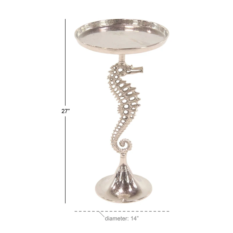 27" Silver Aluminum Coastal Accent Table