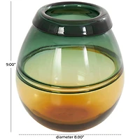 9" Green & Yellow Ombre Glass Vase
