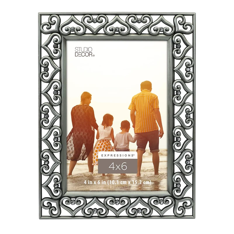 Expressions™ Pewter Hearts Jeweled Frame by Studio Décor